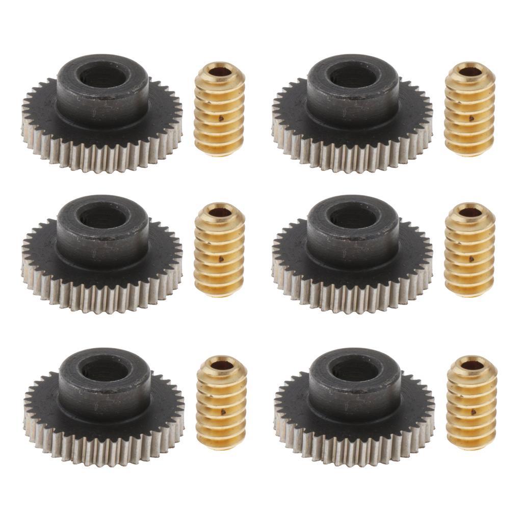 6pcs 0.5 Module Steel Worm Wheel 40 Teeth + Brass Toothed Shaft Set