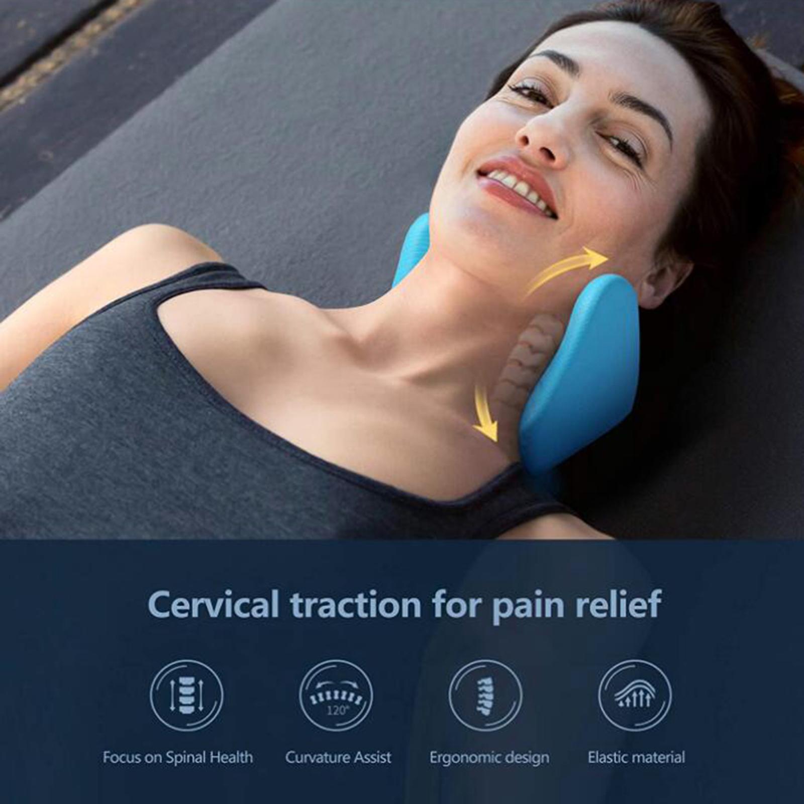 Portable Neck Shoulder Relaxer Chiropractic Pillow w/Massage Point Cervical Neck Massage Pillow for Muscle Relax Pain Relief Simple Effective
