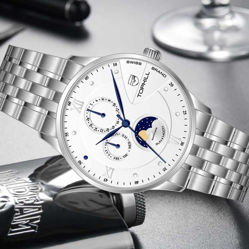 ĐỒNG HỒ TOPHILL TW085G.S1262 Dây và vỏ thép 316L, máy pin, kính sapphire