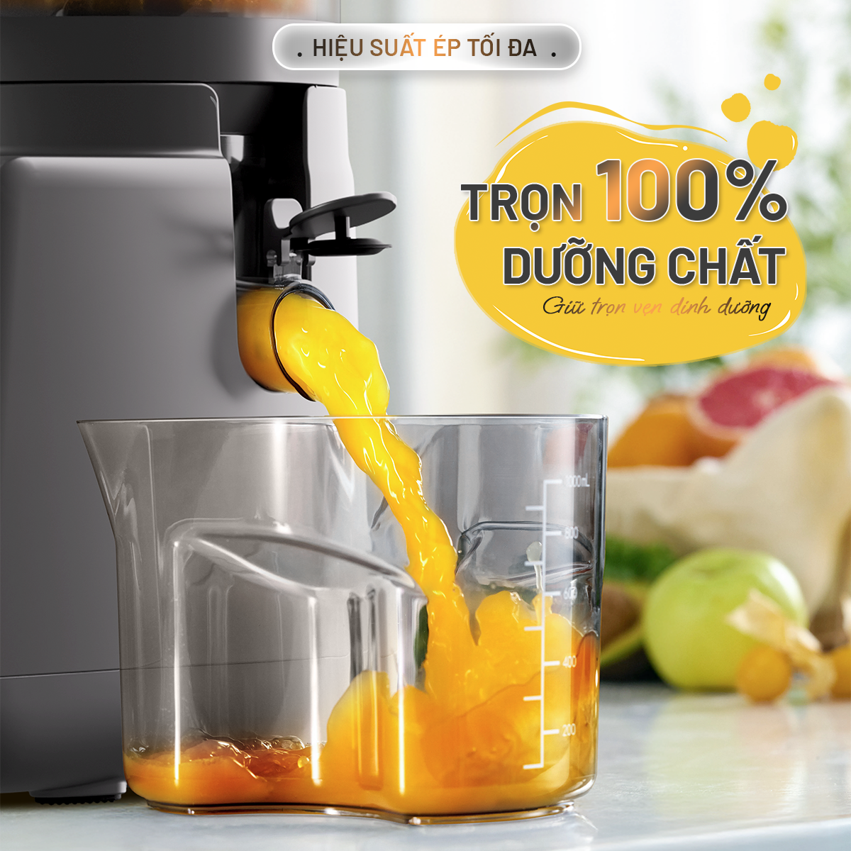 Máy Ép Chậm Trái Cây Làm Kem Toàn Năng 8in1 Masuto MSPrimeUltra, Công Suất 150W, Ống Tiếp Cực Đại 156mm, Ép Kiệt 99%, 8 Chế Độ Nấu - Hàng chính hãng