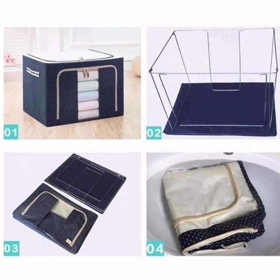 Bộ 2 Túi Đựng Chăn Màn - Túi Quần Áo Khung Sắt Gấp Gọn 2 hàng đẹp loại 1