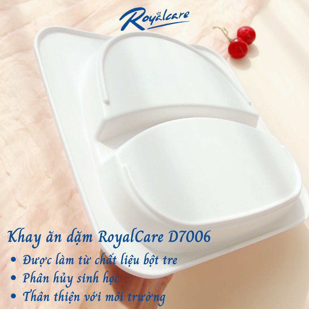 Khay ăn dặm chia 2 ngăn từ tre Bamboo kháng khuẩn cho bé Royal care D7006 - đồ dùng an toàn cho trẻ