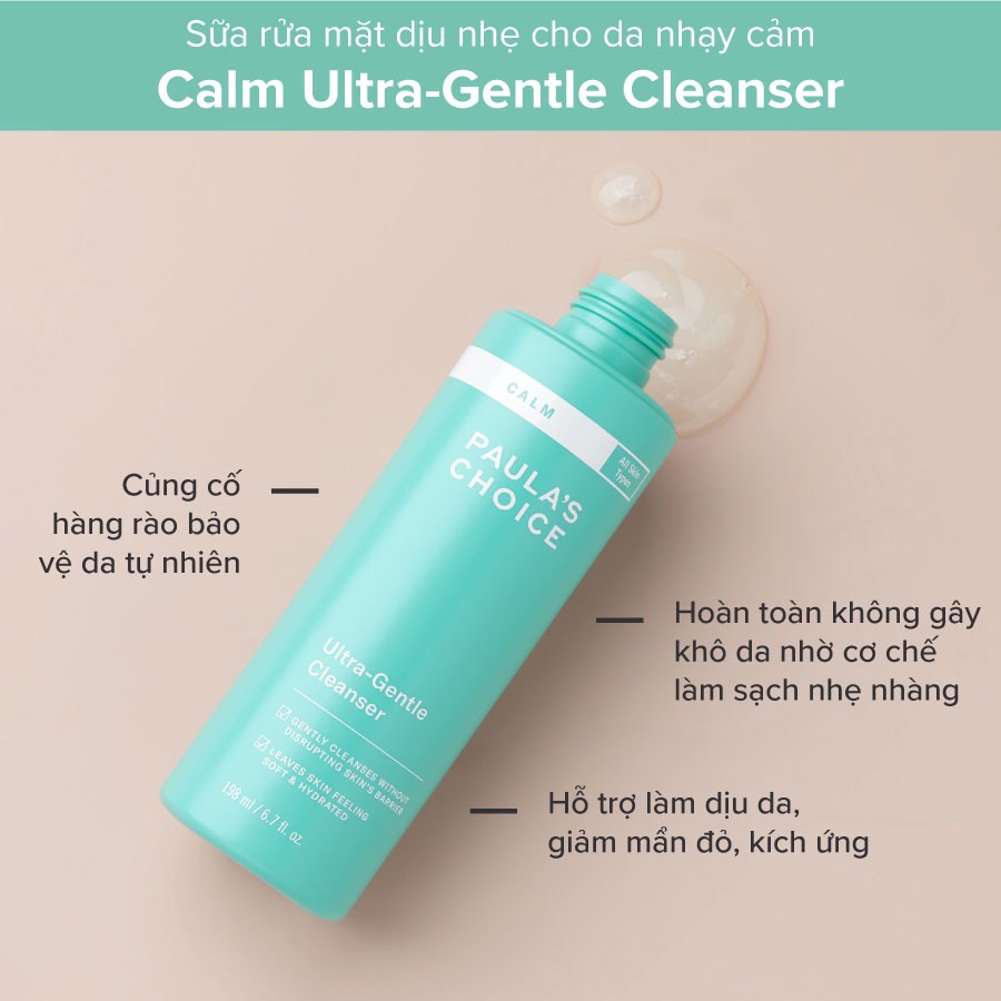 Sữa Rửa Mặt Cho Da Nhạy Cảm Giúp Làm Sạch & Giảm Kích Ứng CALM ULTRA-GENTLE CLEANSER 198/30ml