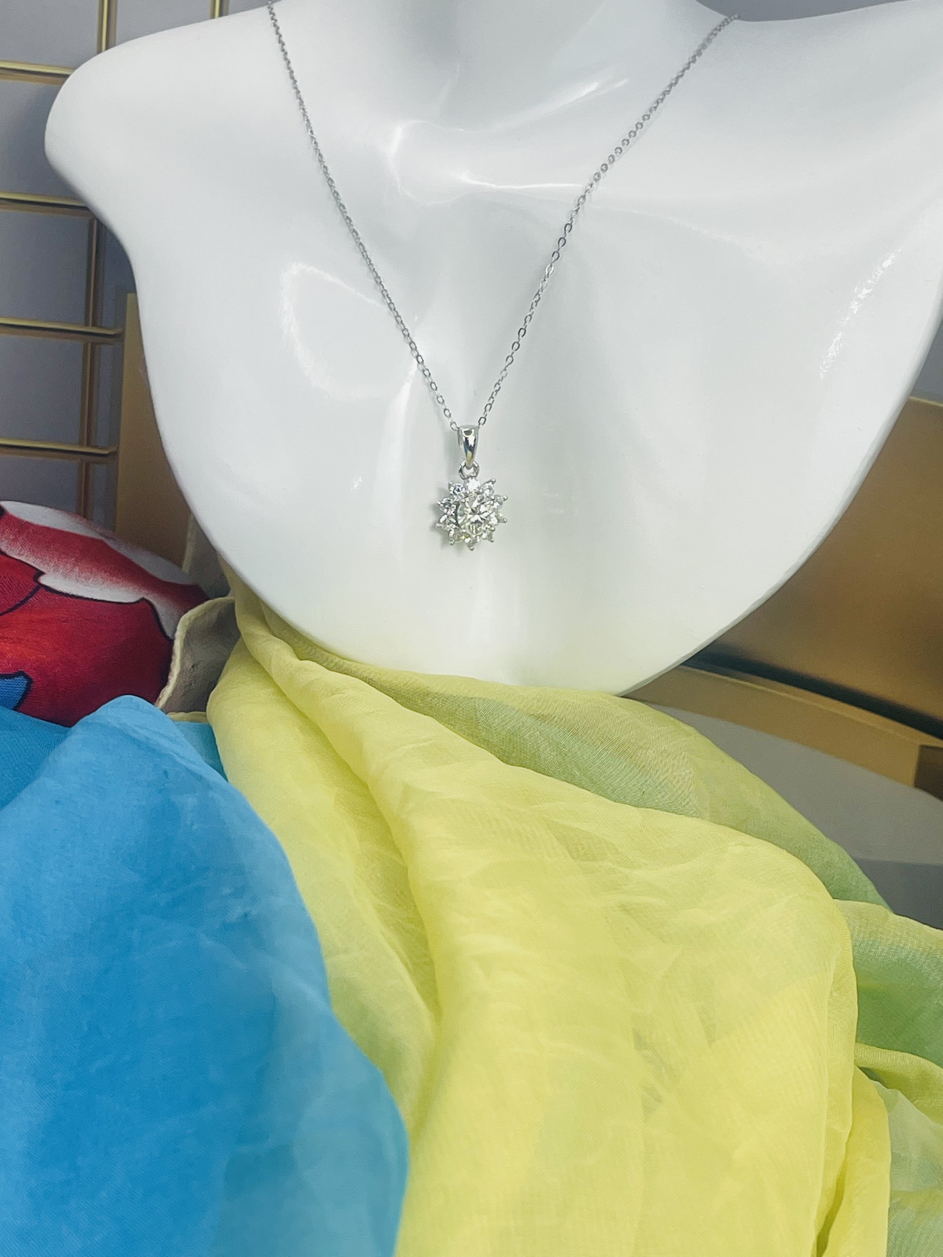 Dây chuyền Moissanite 1ct Kim Cương nhân tạo và Bạc 925 xi Bạch Kim N1177