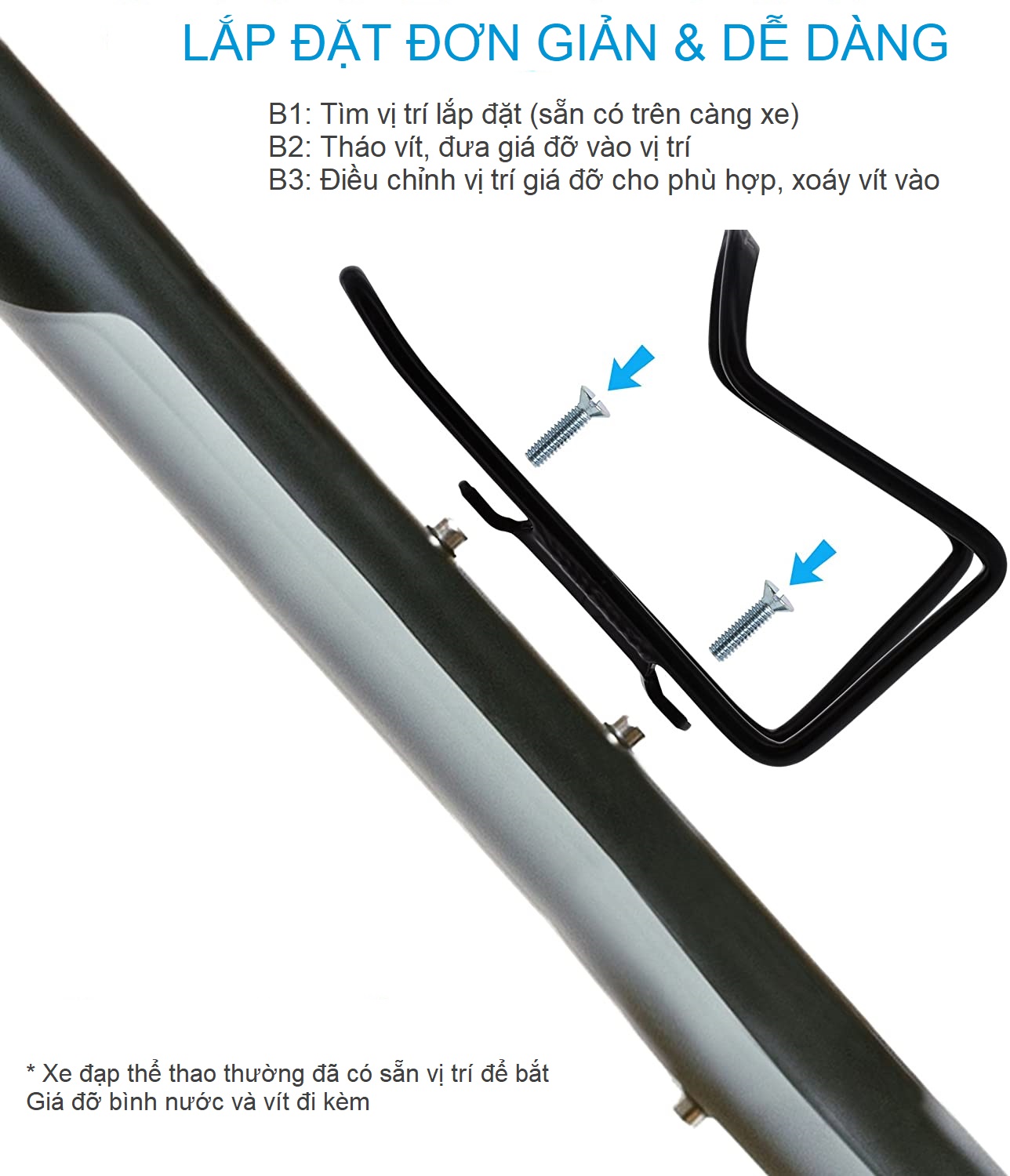 Giá Đỡ Bình Nước Dành Cho Xe Đạp Thể Thao - Nhôm Siêu Nhẹ - Dễ Dàng Điều Chỉnh Độ Rộng - Lắp Đặt Đơn Giản