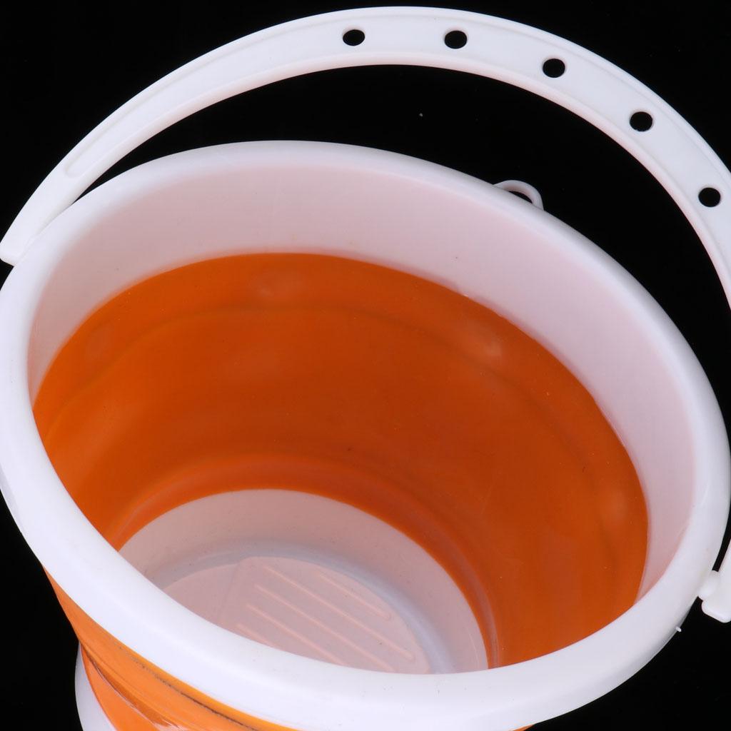 Folding Collapsible Silicone Water Bucket Outdoor Basin S Orange