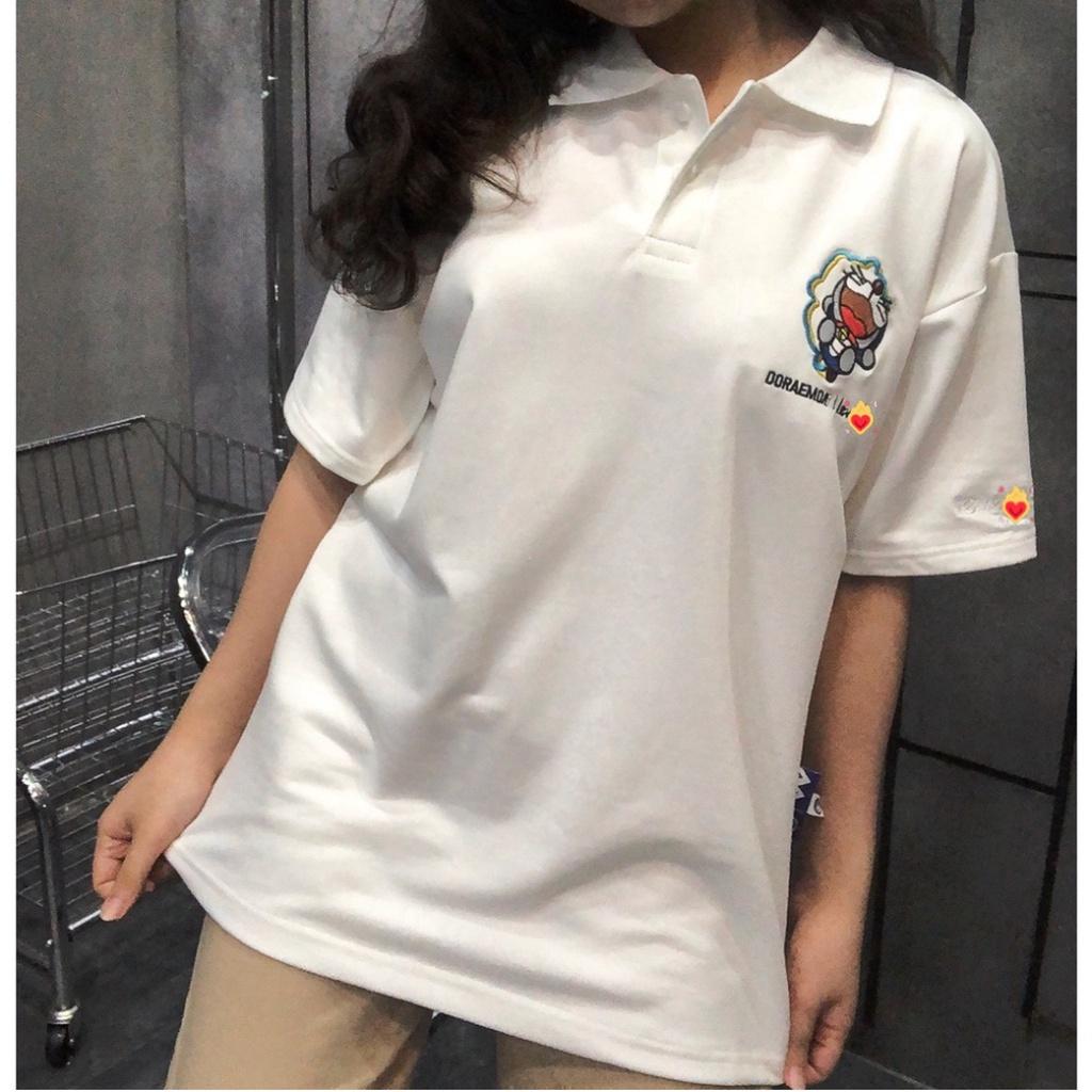 Áo polo nam nữ levent doremon  , basic tee local brand unisex , áo thun có cổ trắng - gin store