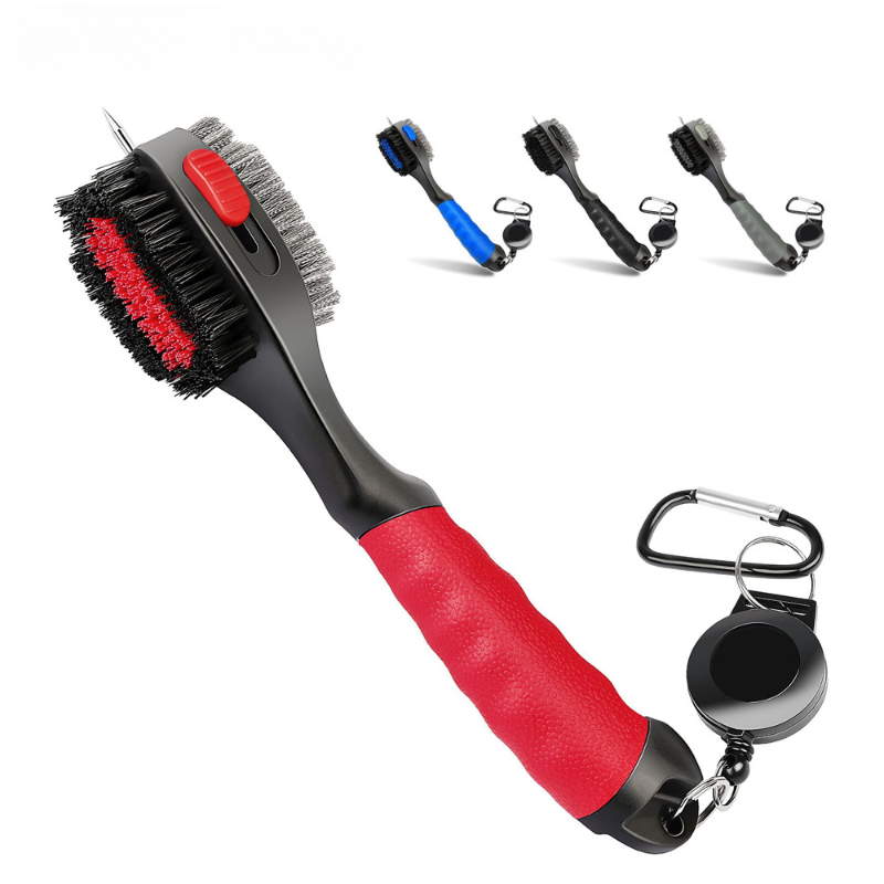 Bàn chải làm sạch câu lạc bộ golf và Bàn chải làm sạch rãnh Đầu bàn chải quá khổ và Tay cầm Spike siêu chống trượt có thể thu vào Tay cầm thoải mái Color: Black