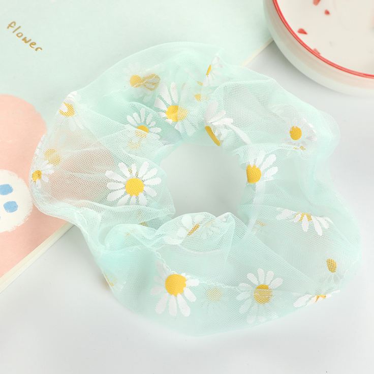 Combo 2 Dây Chun Buộc Tóc Scrunchies Họa Tiết Hoa Cúc (màu ngẫu nhiên)