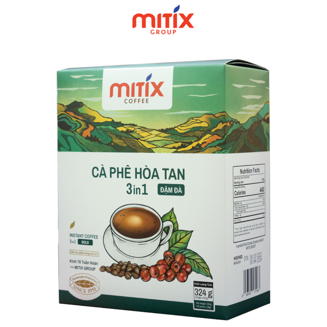 Cà phê hòa tan 3in1 Mitix Đậm Đà loại 324gr