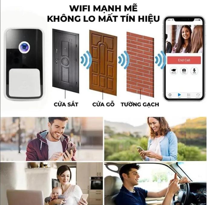 Hình ảnh Chuông Cửa Thông Minh M5 Mới Camera An Ninh Gia Đình Chuông Điện Thoại Gọi Điện Không Dây Wifi