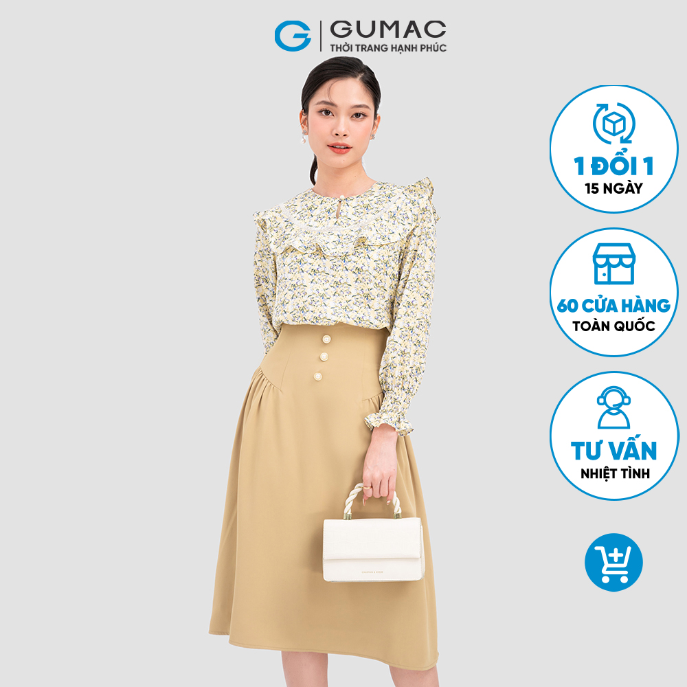 Váy lụa lưng cao thời trang GUMAC VC11017