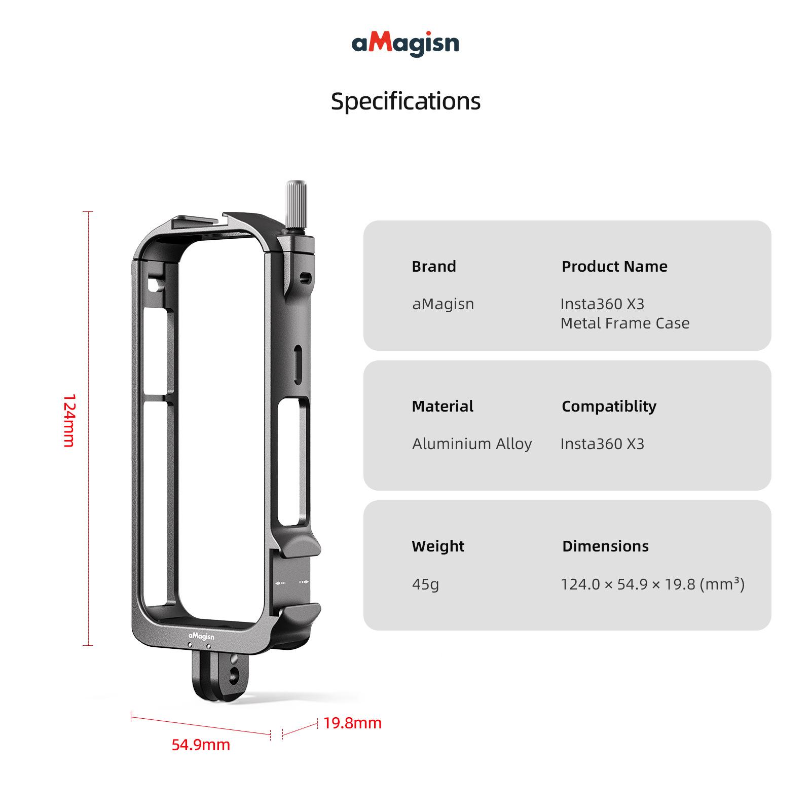 Đối với Insta360 x3 kim loại Cage Cage Insta360 x 3 Phụ kiện khung mở rộng bảo vệ máy ảnh