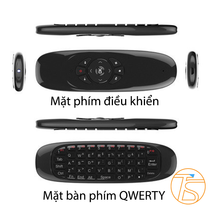 Chuột Bay Và Bàn Phím Mini Không Dây 2.4Ghz 2 Mặt Thông Minh Điều Khiển Từ Xa Dành Cho Máy Tính, Tivi