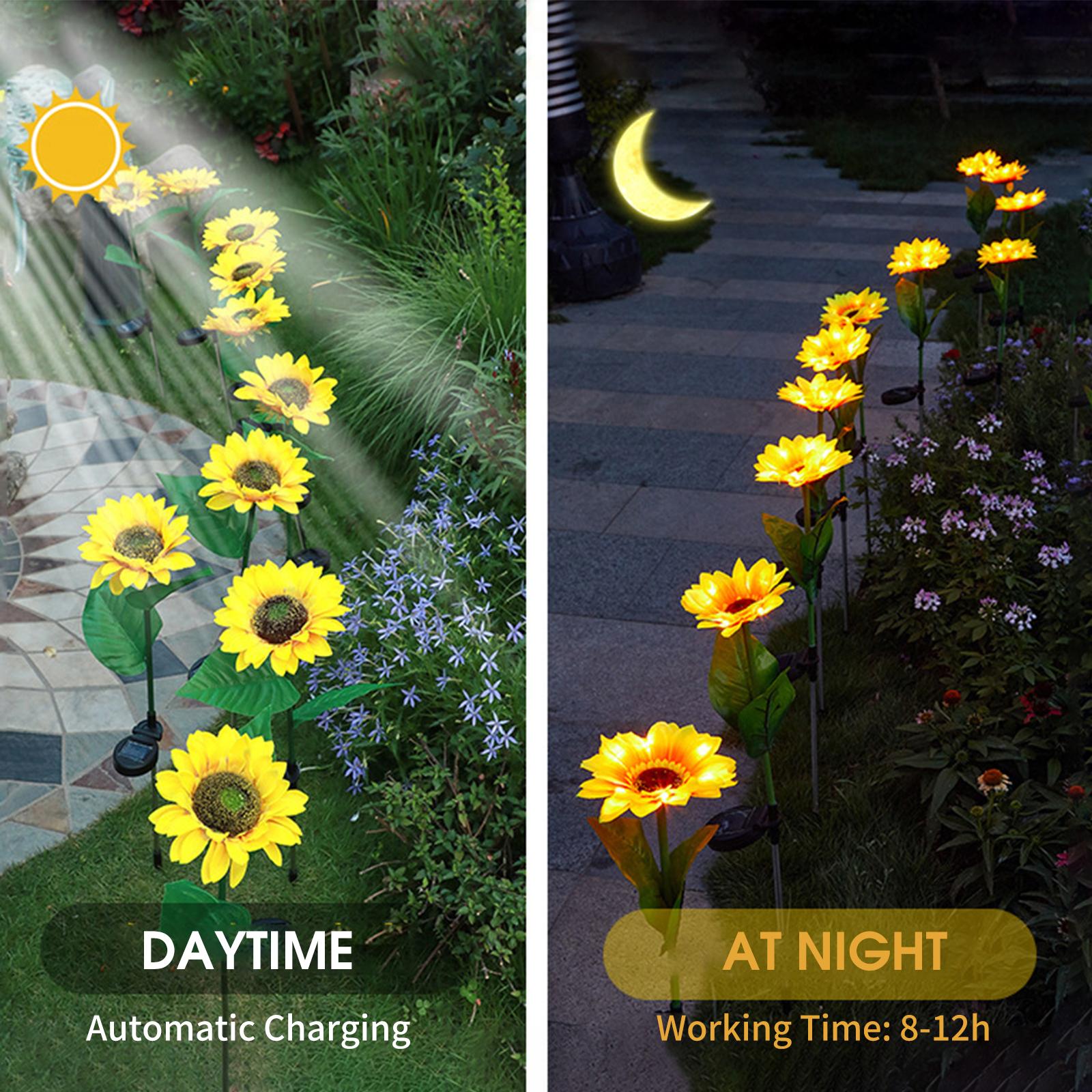 Set 2 Nhánh Đèn Led Năng Lượng Mặt Trời Hình Hoa Hướng Dương