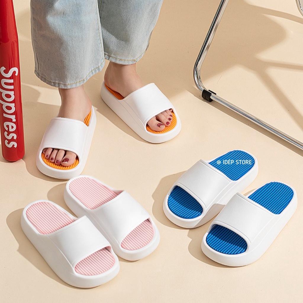 Dép bánh mì gân tăm Unisex đế độn cao 3cm Dép nam nữ quai ngang siêu nhẹ chất EVA hot trend 2022 iDÉP- DL216