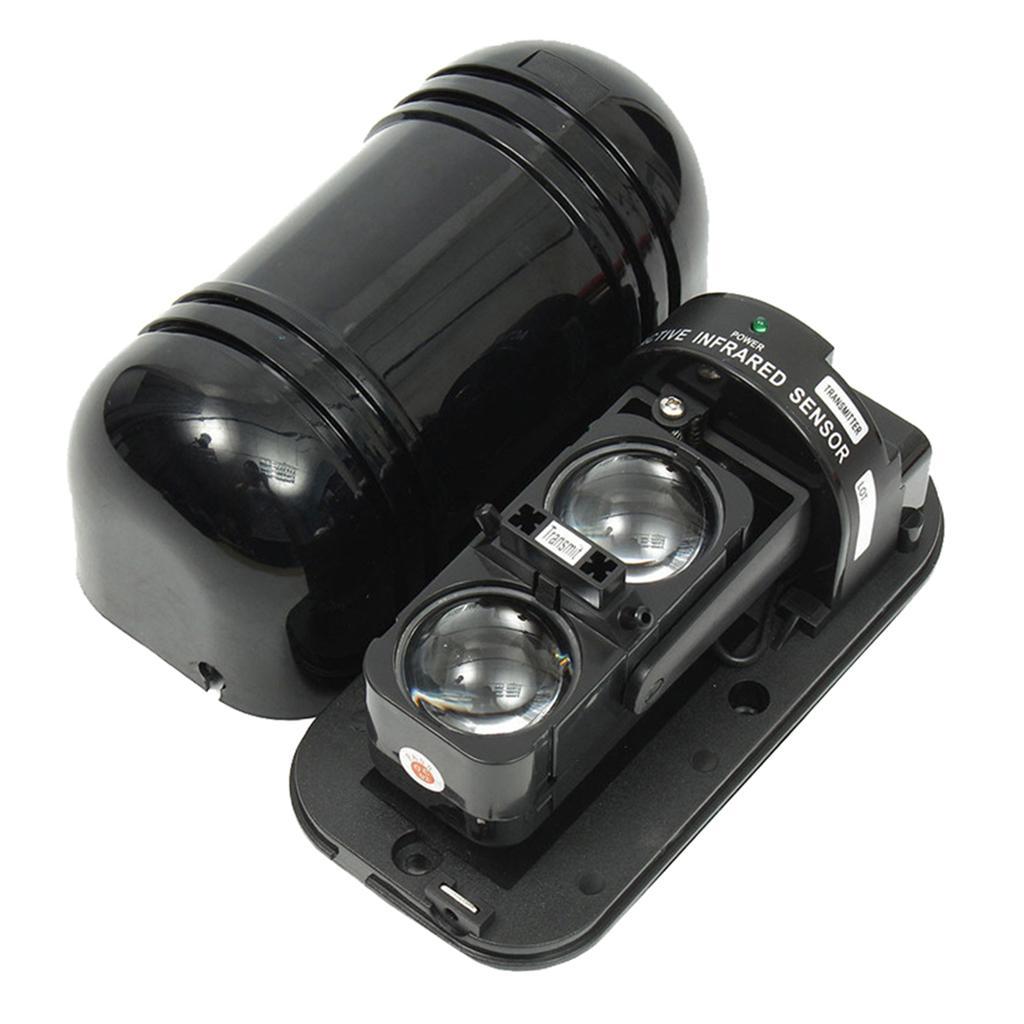 New Dual Alarm Beam Sensor Infrared Detector Sensor Waterproof Alarm Black