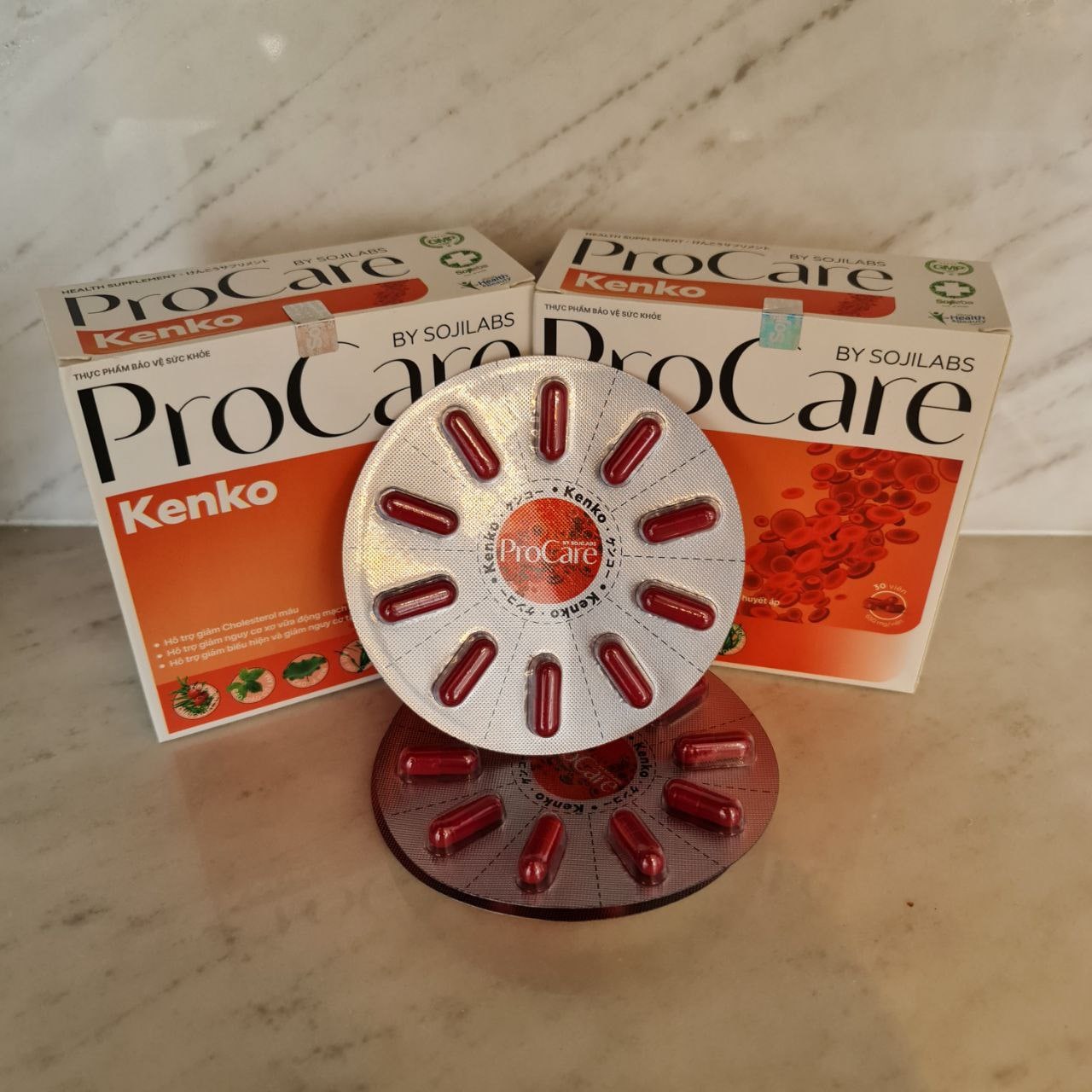 2 HỘP PROCARE BY SOJILABS KENKO Hỗ trợ giảm Cholesterol Máu, giảm nguy cơ tăng huyết áp và xơ vữa động mạch hộp 30 viên TẶNG 1 Viên Sủi Hỗ Trợ Vi Sinh Đường Ruột D-TOX 550