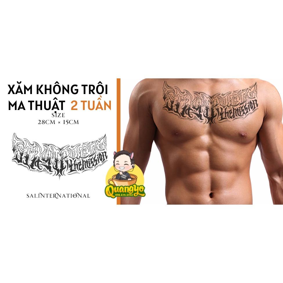 Hình xăm kín ngực, đầy lưng, chữ hoạ tiết lửa cách điệu, Hình xăm ma thuật, Xăm giống Inkaholic