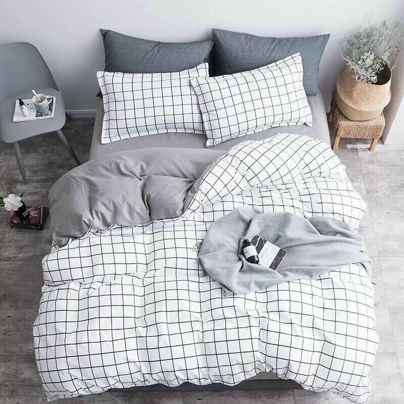 Bộ chăn ga gối cotton 3D hoa tím trending mềm mại thoáng mát bo chun miễn phí