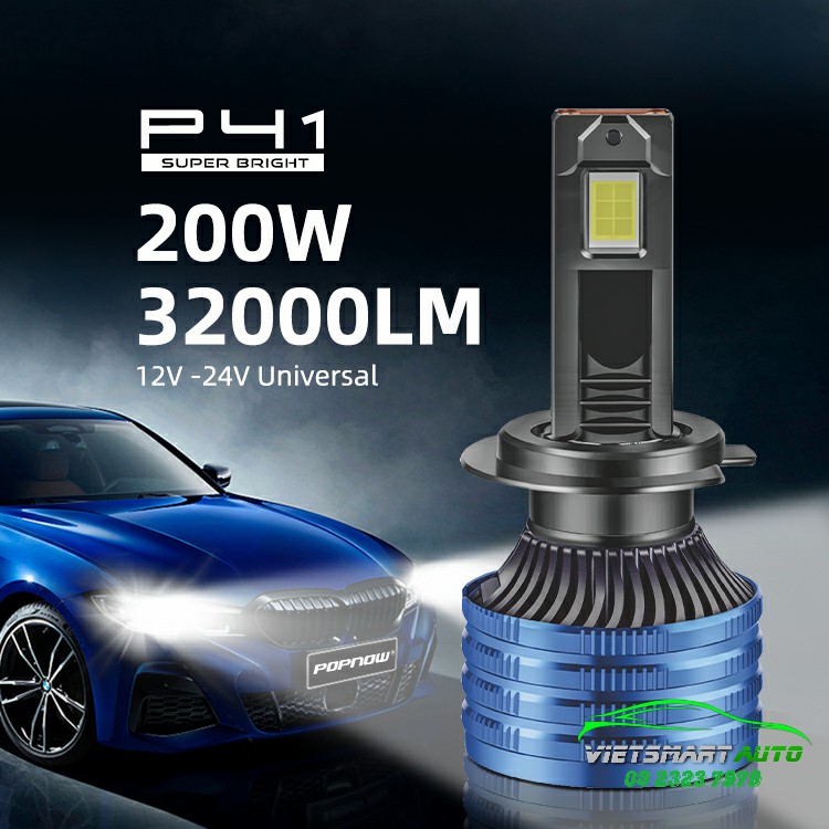 Đèn pha LED P41 PREMIUM SUPER BRIGHT 800% công suất 200W 32000LM dòng hiệu suất cao cho ô tô, xe máy