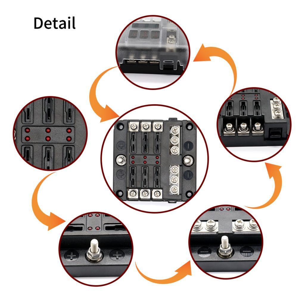 Fuse Box Block Holder w/ Light Terminal 32V Auto Boat