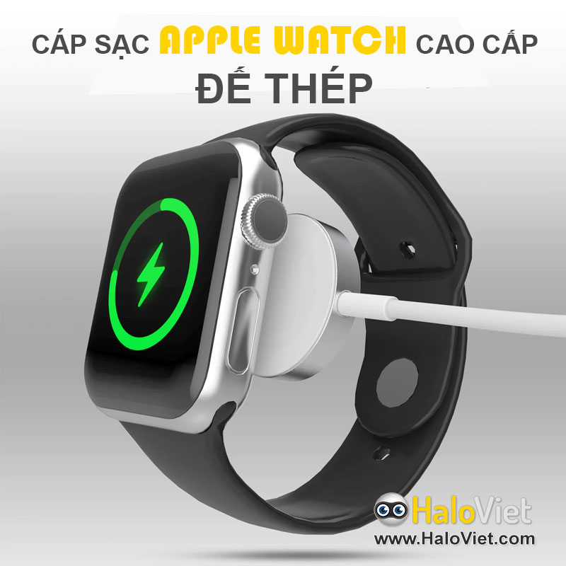 Cáp sạc không dây cho đồng hồ thông minh Apple Watch Series 1 / 2 / 3 / 4 / 5 / 6 / 7 / 8 / SE cao cấp đế thép