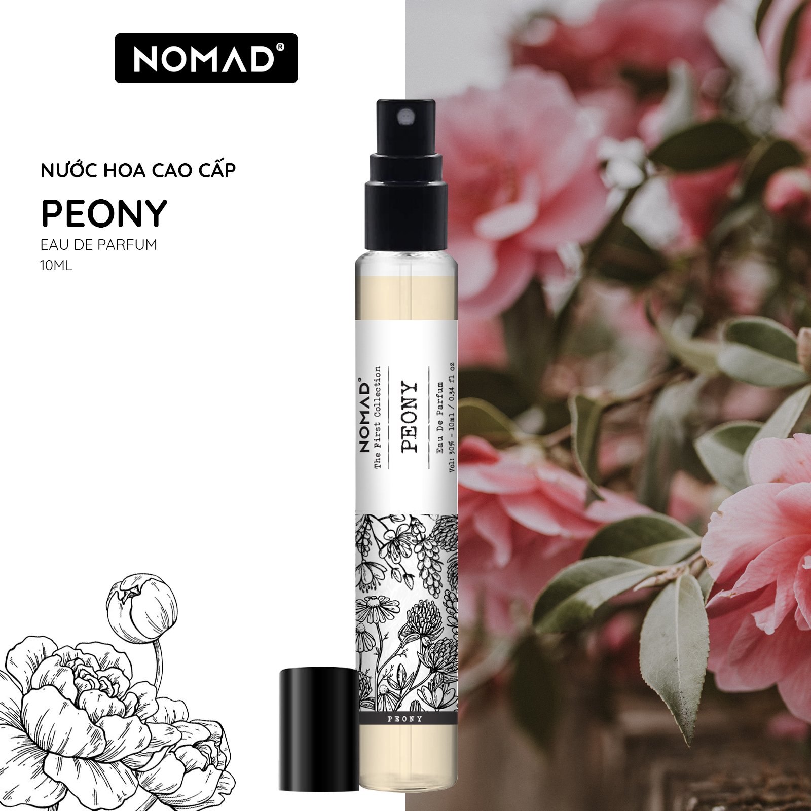 Nước Hoa Cao Cấp Nomad Nhập Khẩu Ý - Sang Trọng, Lưu Hương Lâu - Peony