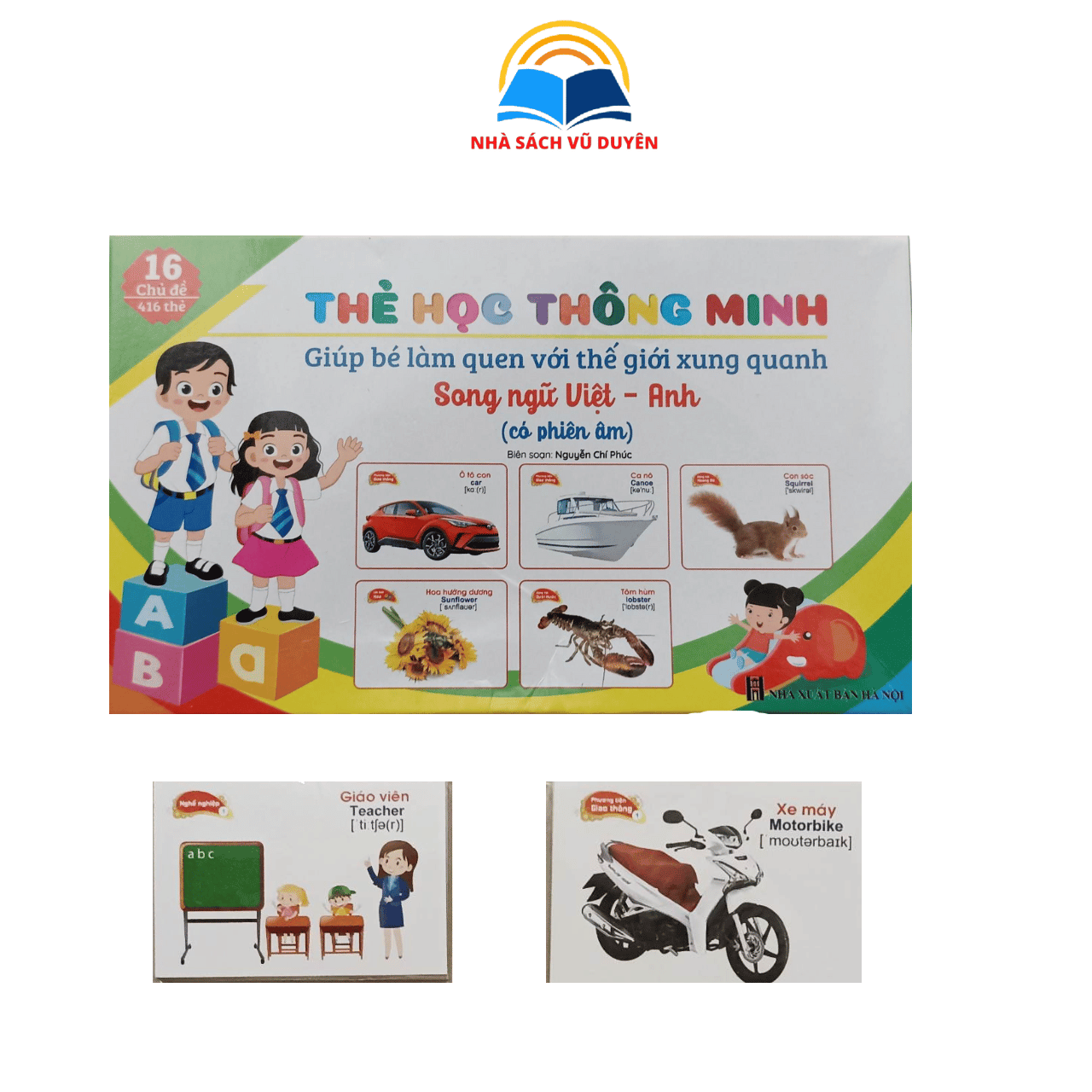 Bộ thẻ học thông minh, thẻ nhận biết 416 thẻ 16 chủ đề song ngữ Anh-Việt theo phương pháp Glenn Doman
