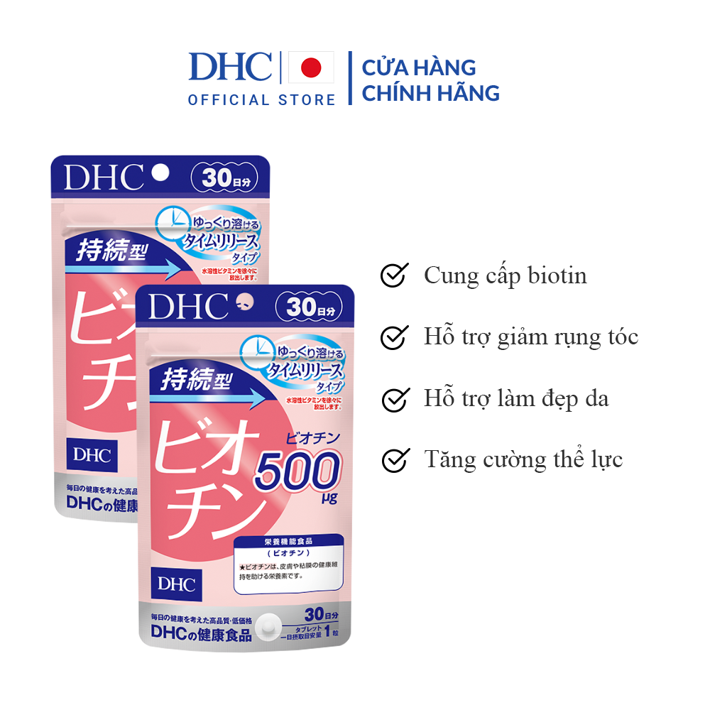 Viên Uống DHC Biotin Ngăn Rụng Tóc Sustained Release Biotin 30 Ngày (Gói 30 Viên x2)
