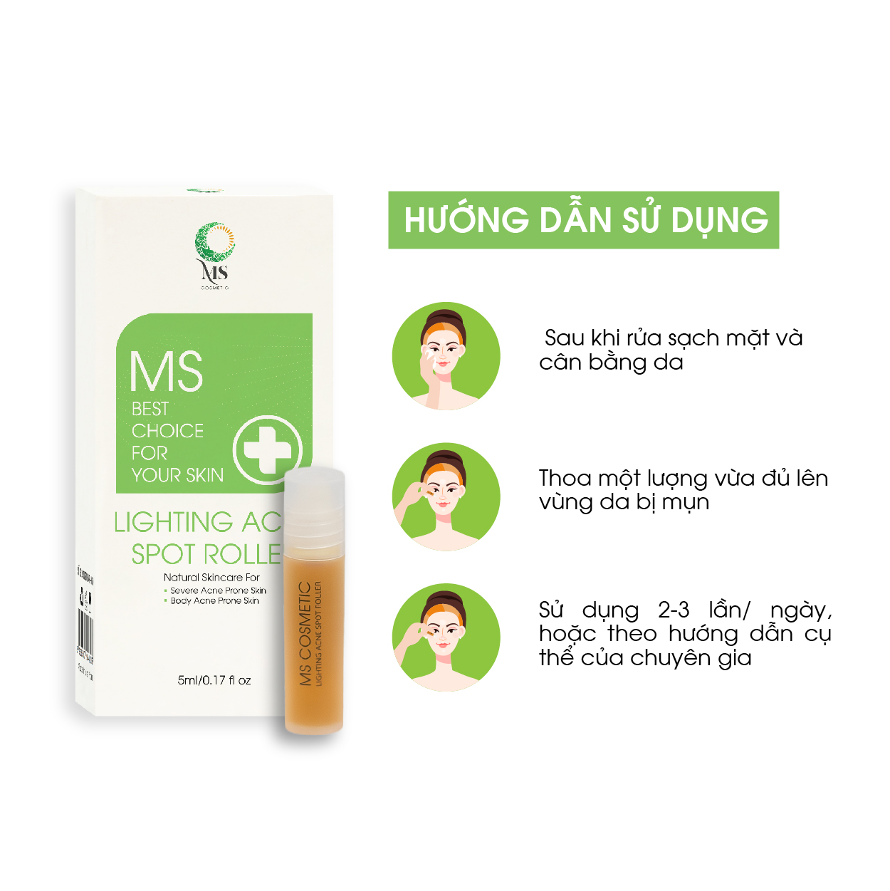 [Combo] 1 Thanh Lăn Mụn MS 5ml + 1 Serum Phục Hồi Da Hyaluronic Acid B5 - JOA GREEN (TẶNG 1 Sữa Rửa Mặt MS 150ml) - MỸ PHẨM MS COSMETIC