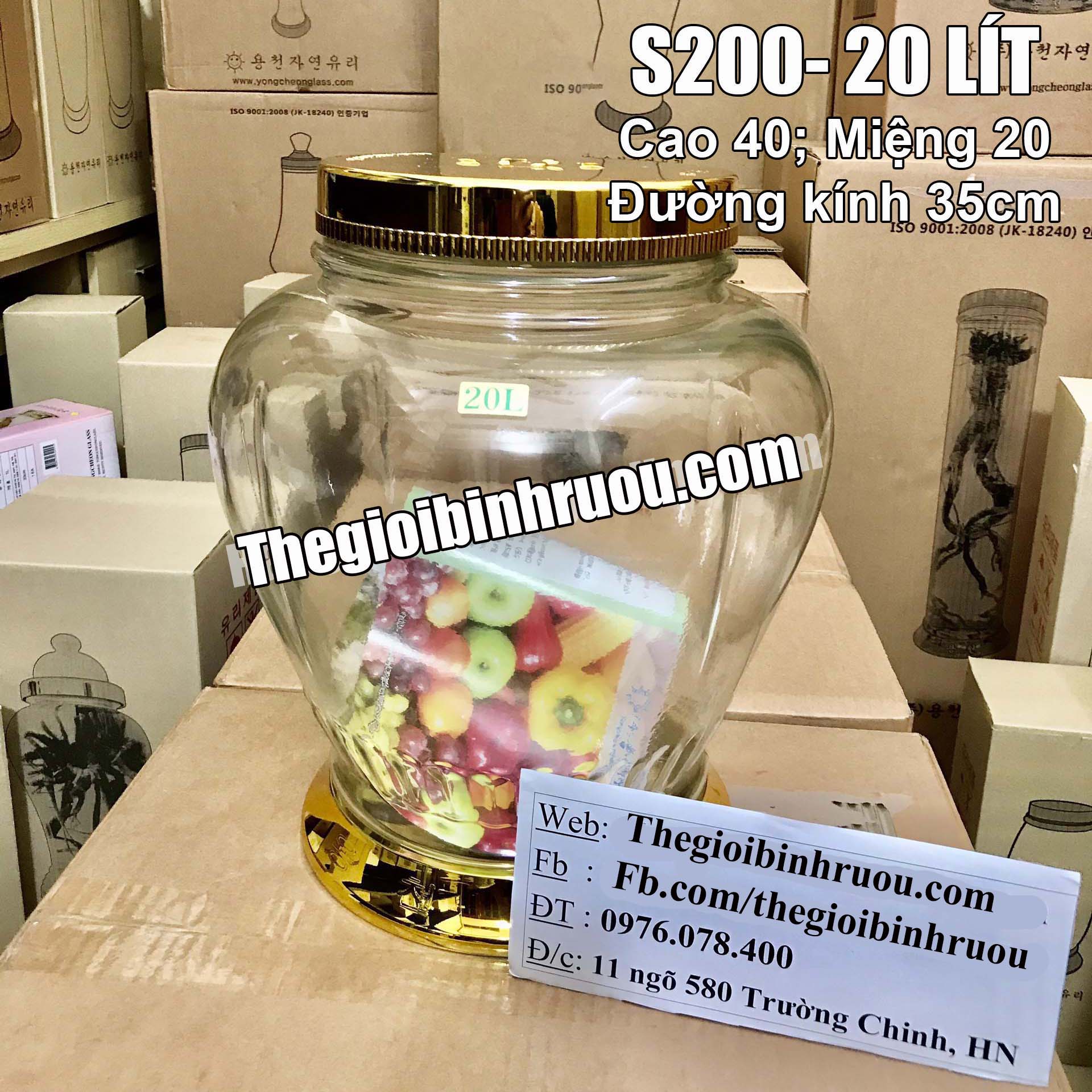 Bình Thủy Tinh Ngâm Rượu Sâm Hàn Quốc 20L - Bình Hình Chum