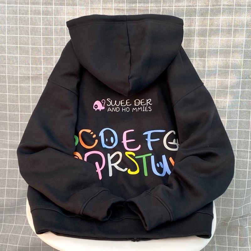 Áo Khoác Hoodie Form Rộng Unisex ABC Vải Nỉ Bông Dày Dặn