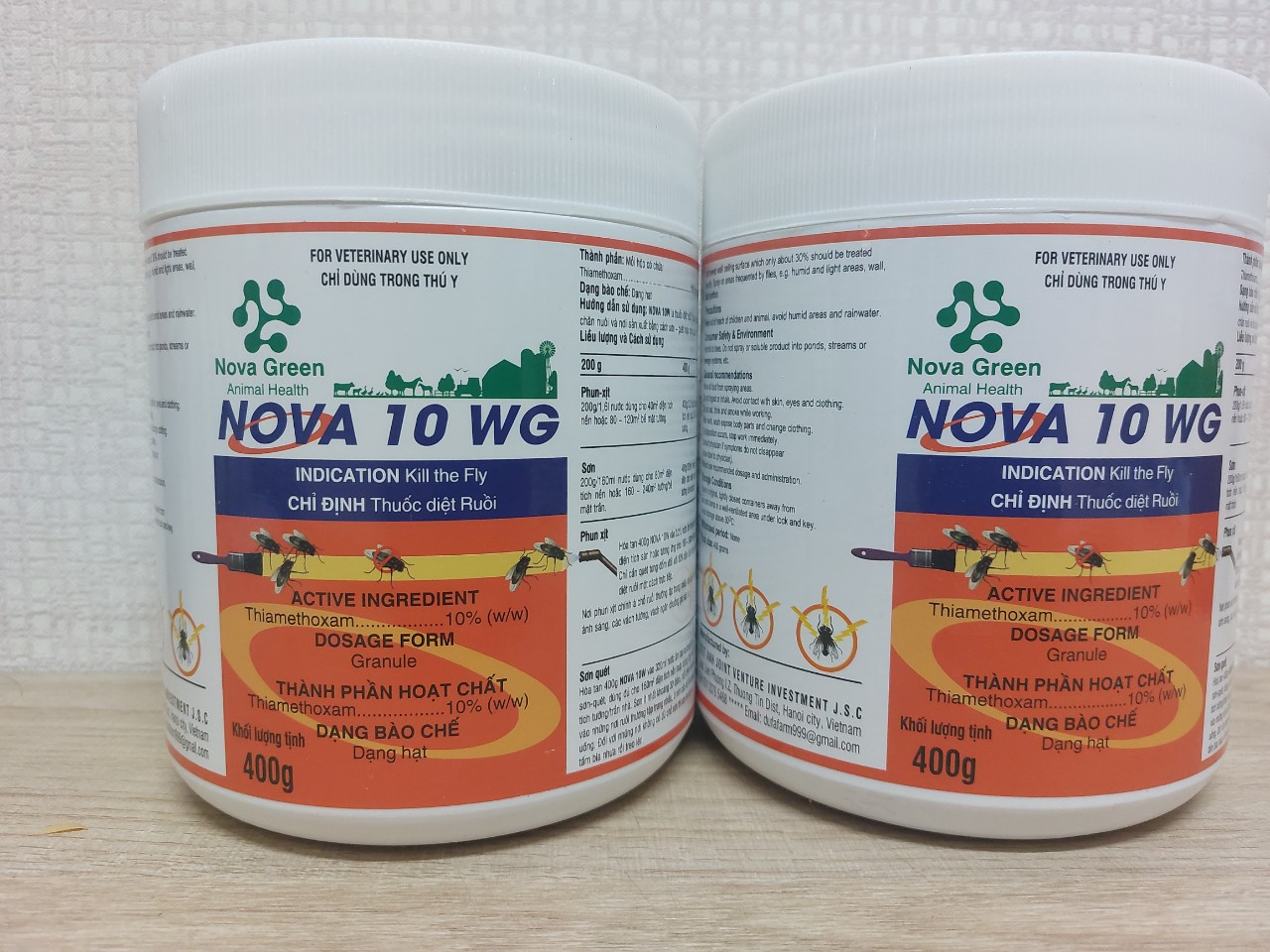 Thuốc diệt ruồi chuồng trại, bãi rác, khu dân cư NOVA 10WG - lọ 400gr