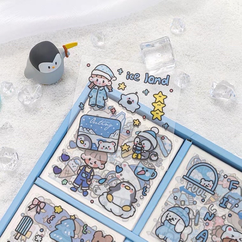 Sticker hộp 100 tấm cute Polar World