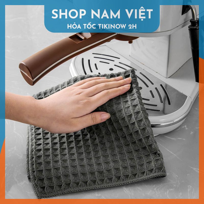 Khăn Vải Cotton Waffle Lau Bếp, Máy Pha Cà Phê, Vật Dụng Quý 