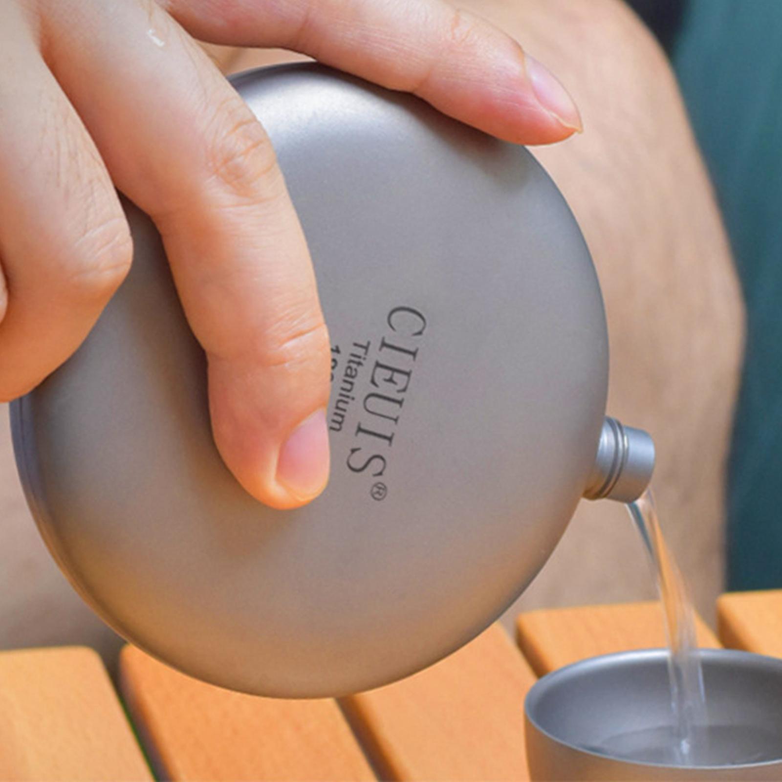 Titanium Hip Mini Portable 180ml Drinking Cup Pot Drink Bottle for Hiking