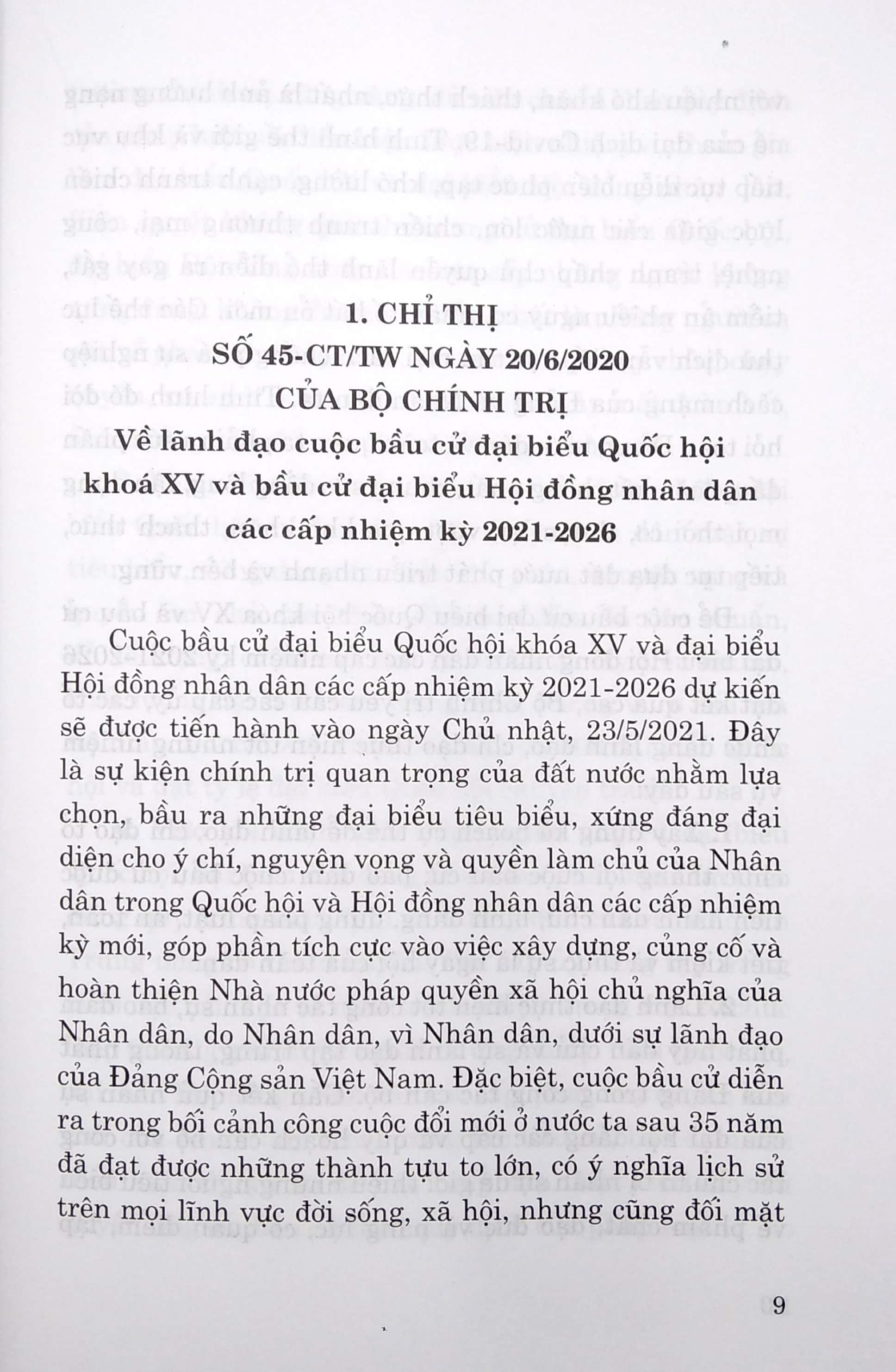 Các Văn Bản Chỉ Đạo, Hướng Dẫn Bầu Cử Đại Biểu Quốc Hội Khóa Xv Và Đại Biểu Hội Đồng Nhân Dân Các Cấp Nhiệm Kỳ 2021-2026