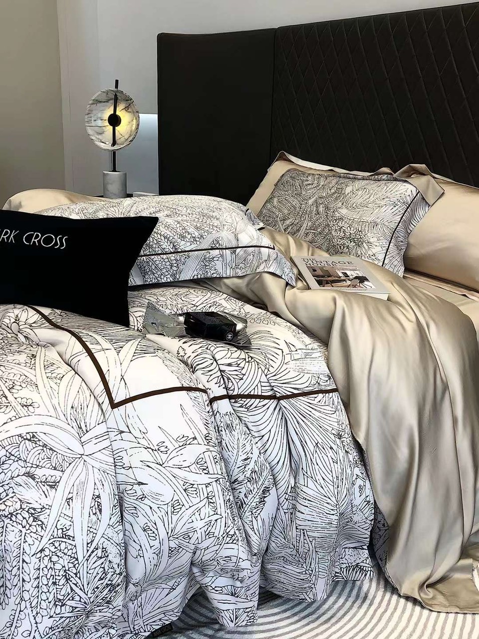 Bộ Chăn Ga Gối Drap Giường Tencel 100s Bộ Chăn Ga Gối Đệm 5 Món Chăn Chần Bông Lụa Nhà Hin Home Bedding