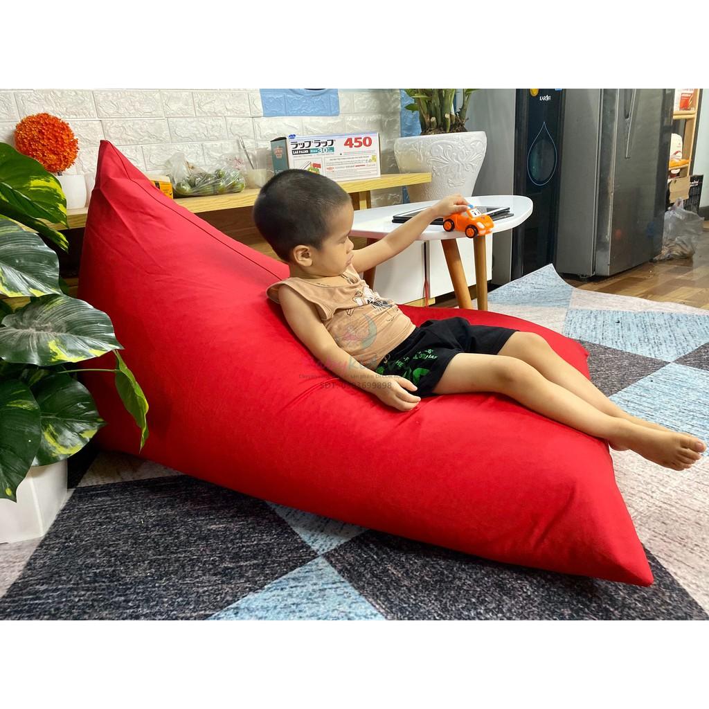 Ghế lười dáng thuyền đơn màu, Size 120cm, vải kaki/da lộn, có xốp sẵn, 2 lớp