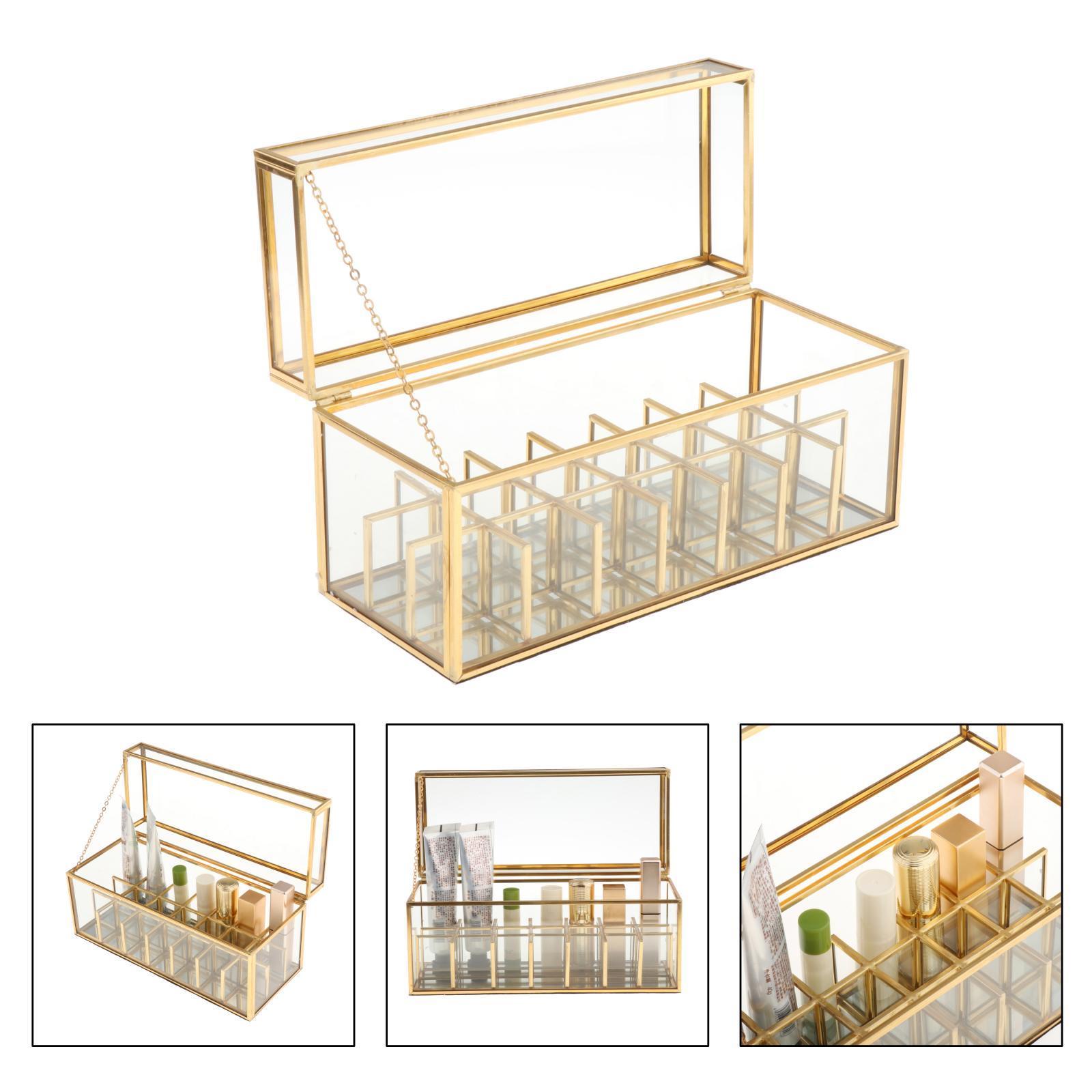 Glass  Makeup Display Organizer Comestic Storage Box 11cm