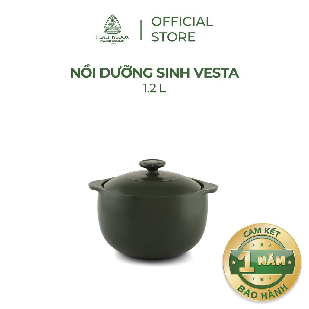 NồI Sứ Dưỡng Sinh Minh Long Healthy Cook Vesta 1.2 L - Dùng cho Bếp Gas, Bếp Hồng Ngoại