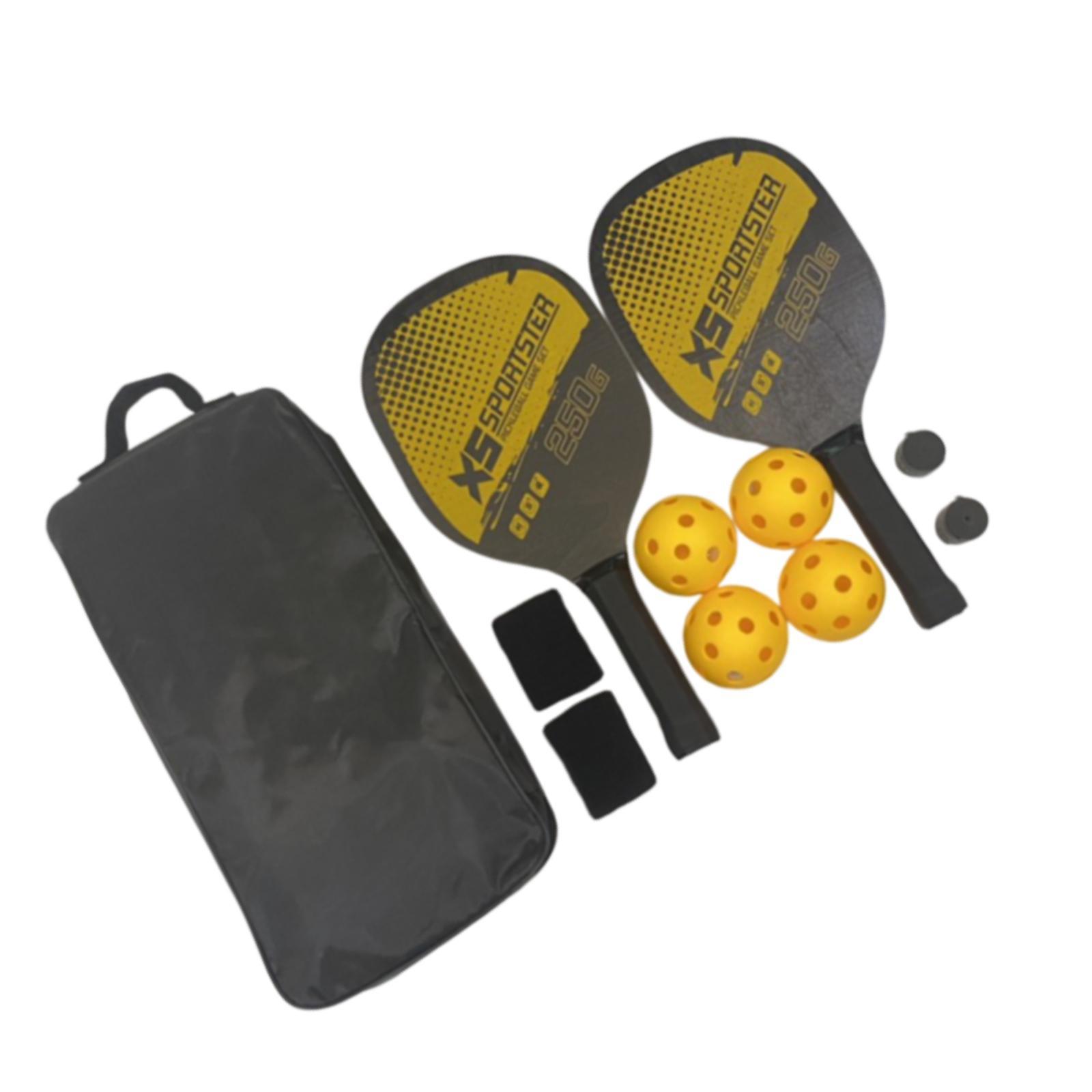 Pickleball Paddles Set 2 Paddles 4 Balls Non Slip Handle 2 Hand Glue 2 Bracers Racquet Pickleball Rackets for Player Beginner Play