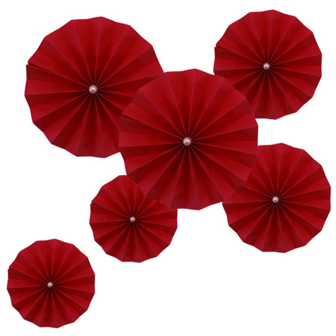 Set 6 quạt đỏ trang trí hoa chữ trang trí tết xuân