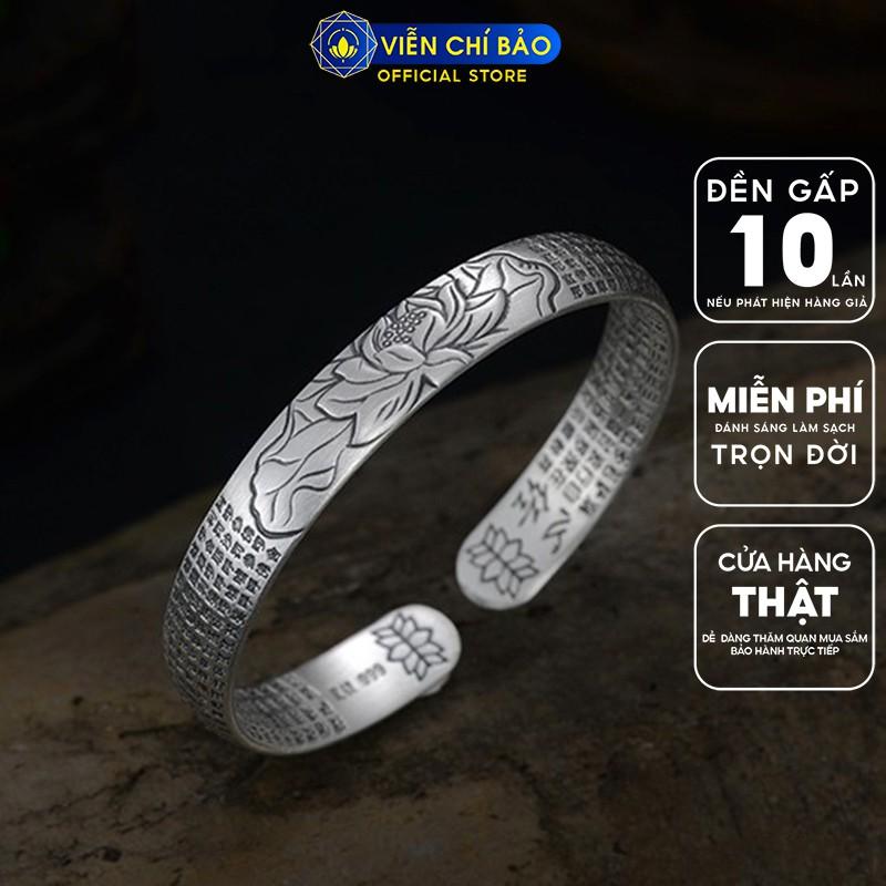 Vòng tay bạc nam nữ Chú Đại Bi Hoa Sen chất liệu bạc Thái 925 thời trang phụ kiện trang sức Viễn Chí Bảo L100194