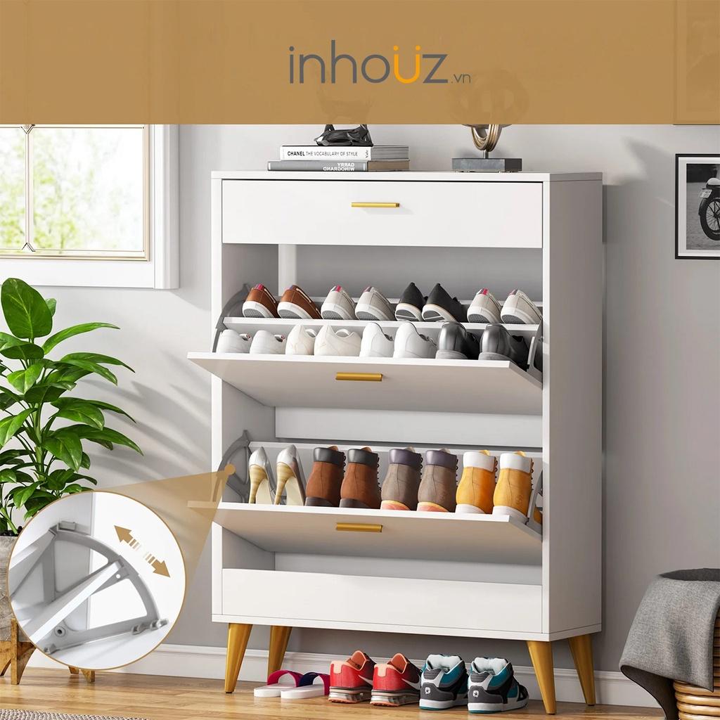 Tủ giày gỗ 2 cánh lật kèm hộc tủ đựng đồ - 16 Pair Shoe Storage Cabinet - INHOUZ - HOTG0007