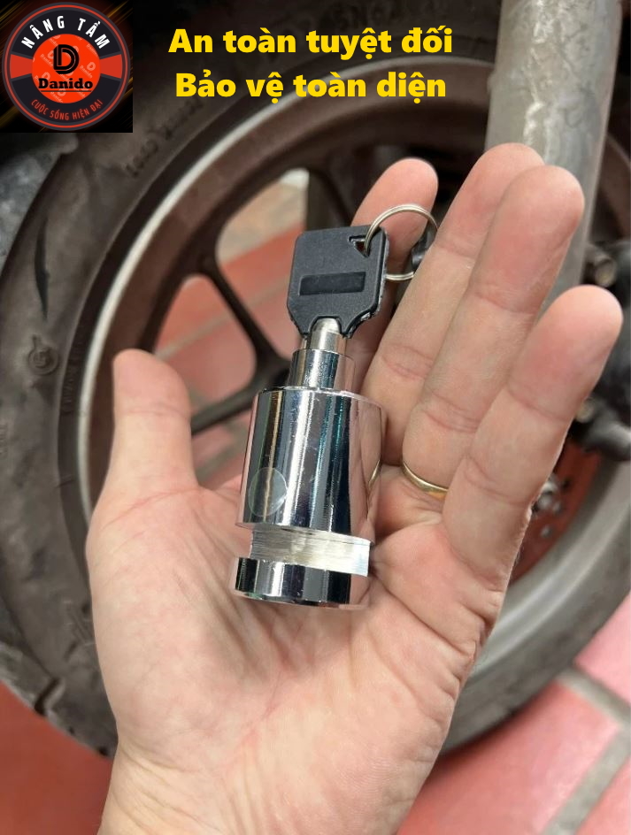 Khóa thép phanh đĩa xe máy chống trộm, khoá phanh đĩa chất liệu 100% thép nguyên khối cho moto, xe máy, xe đạp D Danido