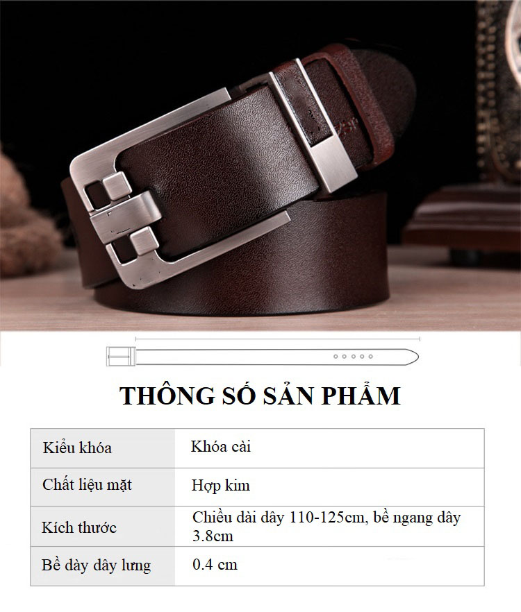 Dây Thắt Lưng Nam Mặt Đồng Nguyên Miếng DL03