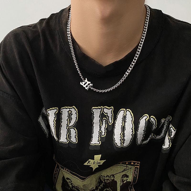 Vòng Cổ Dây Chuyền bản nhỏ Nam Nữ Cuban M Màu Bạc Vòng Cổ Hip Hop Thép Titan Không Gỉ - CamCamVintage