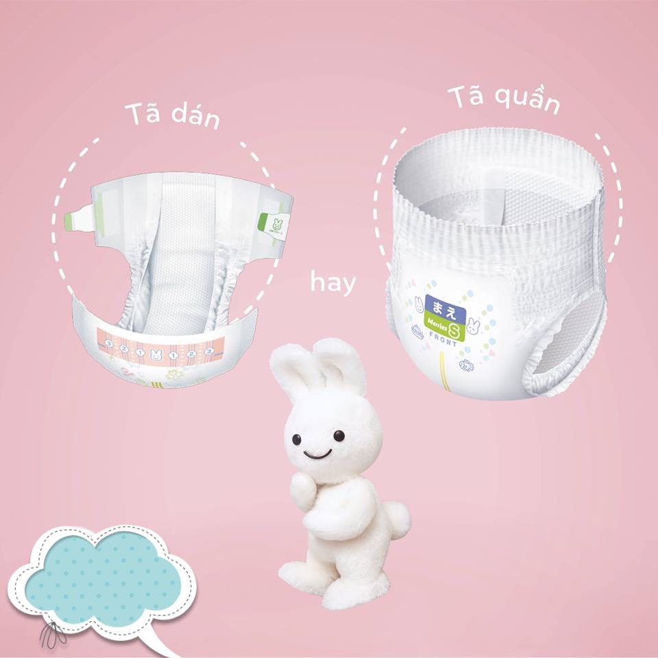 Tã/Bỉm dán Merries size M - 64+4 miếng (68 Miếng)